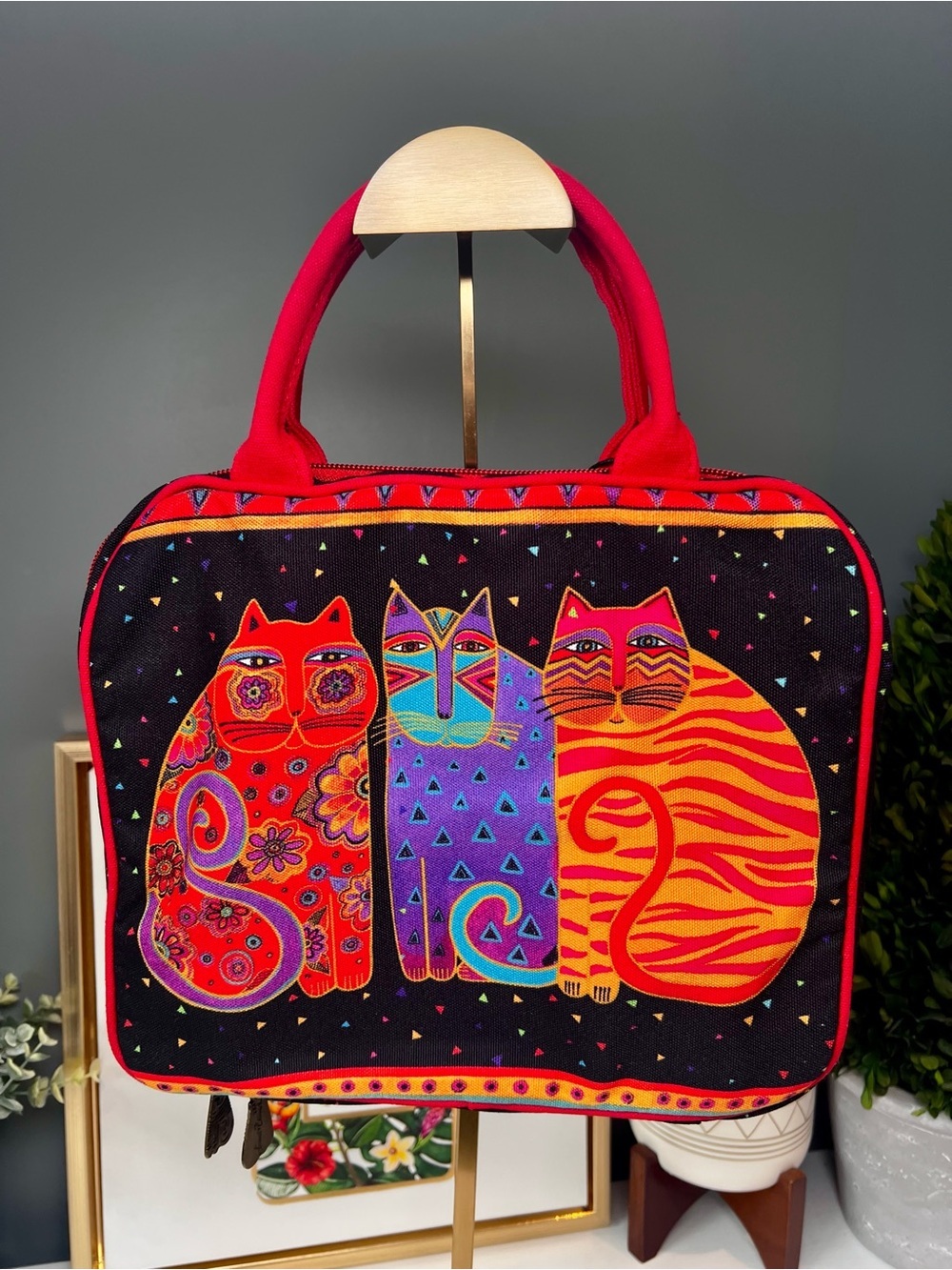 Laurel Burch Feline Cat Friends Cosmetic Travel Tote Bag